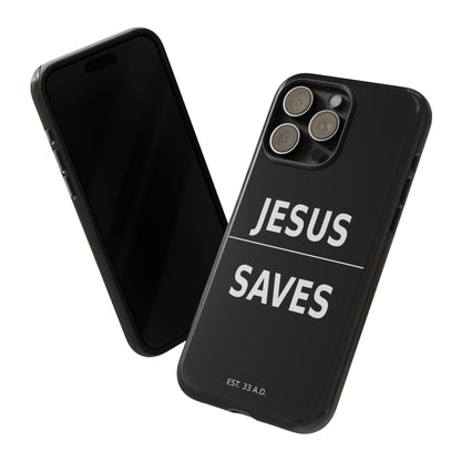 Jesus Saves Phone Case Christian Religious Minimalist Black Tough Cover