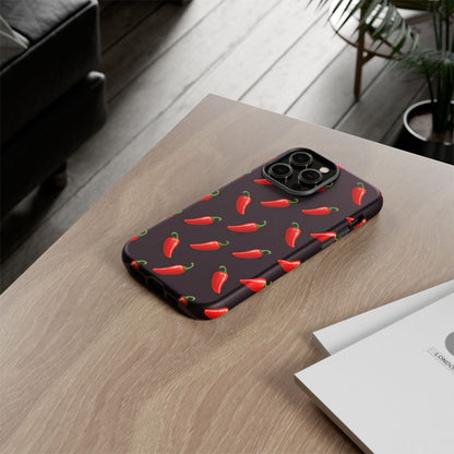 Spicy Chili Pepper Phone Case – Black Cute Hot Pepper Tough Cover for Iphone, Samsung Galaxy and Pixel