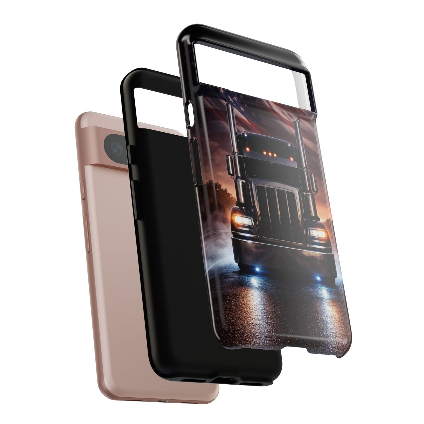 Semi Truck Phone Case American Flag Big Rig Trucker Gift iPhone Samsung