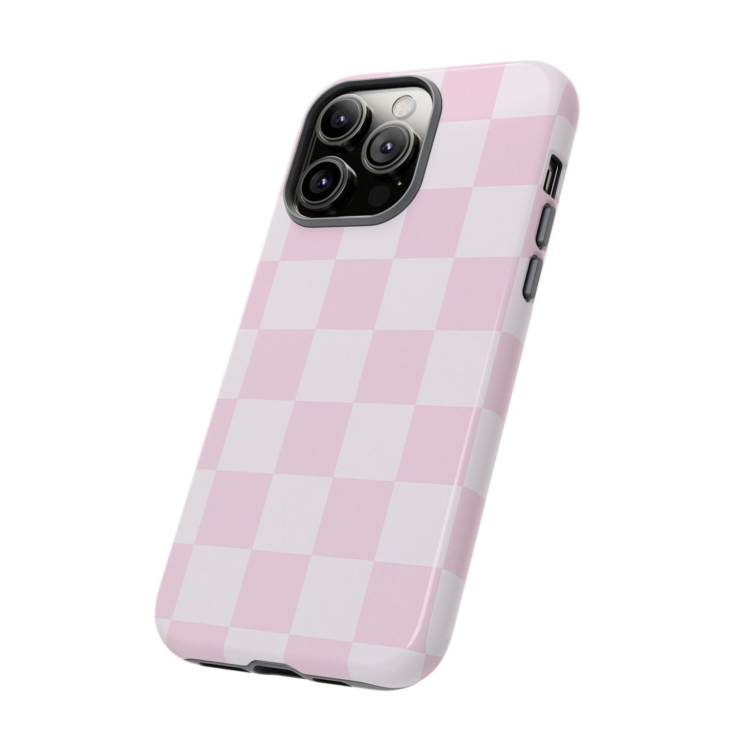 Light Pink Checkerboard Phone Case | Pastel Aesthetic Checkered iPhone & Samsung Tough Case