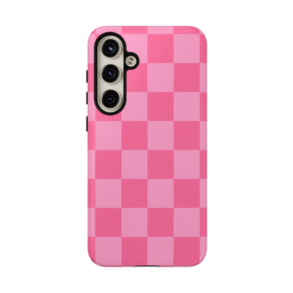 Pink Checkerboard Phone Case – Cute Aesthetic Tough Case for iPhone & Samsung