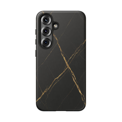 Black Marble Phone Case with Gold Veins – Luxury Minimal Aesthetic Tough Case