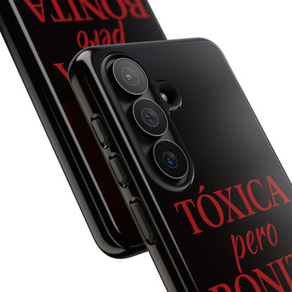 Toxica Pero Bonita Phone Case, Latina Quote Case, Red Lips Aesthetic, Spanish Saying Case, Trendy Tough Cover