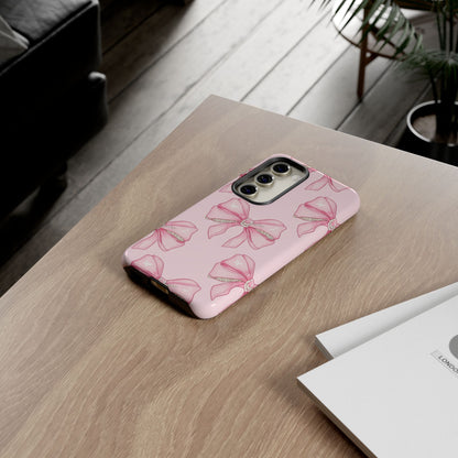 Pink Bow Pattern Phone Case | Coquette Aesthetic Tough Protective Case