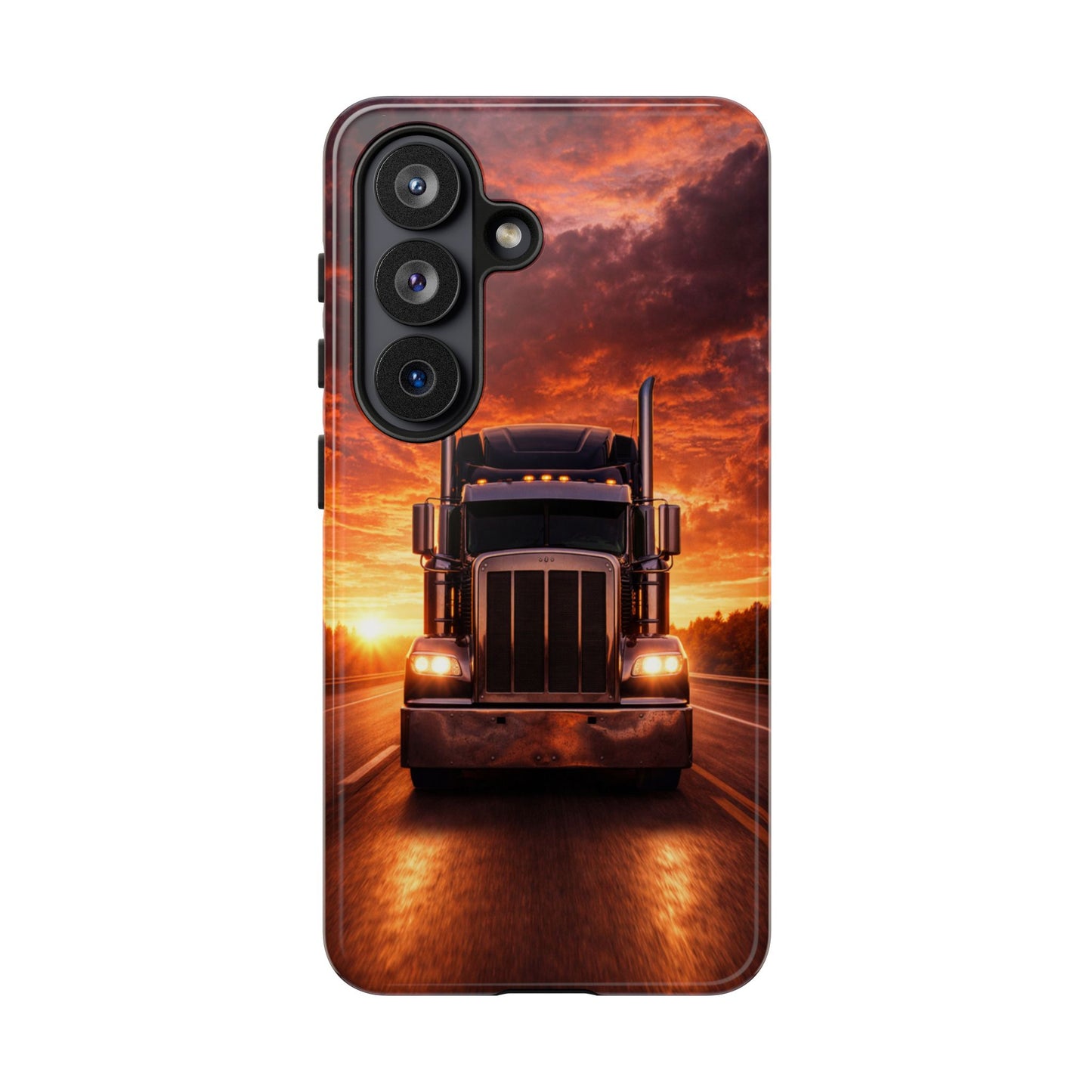 Big Rig Truck Phone Case Sunset Highway Semi Truck iPhone Samsung Cover