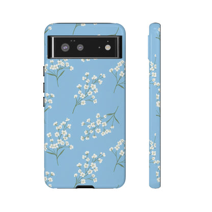 Baby’s Breath Floral Phone Case | Minimal Blue Flower Tough Case