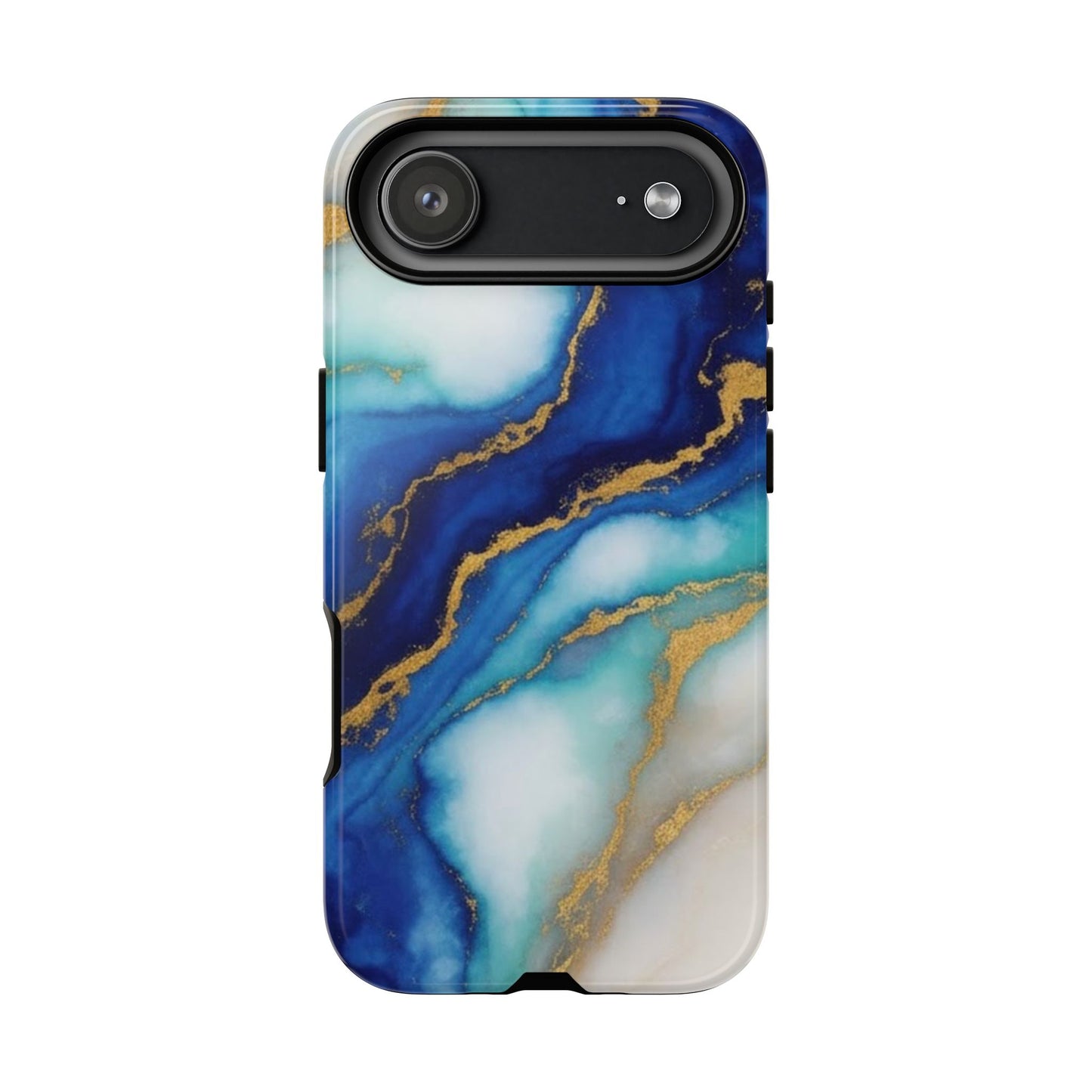 Blue & Gold Marble Phone Case – Luxury Resin Art Tough Case (iPhone, Samsung, Pixel)