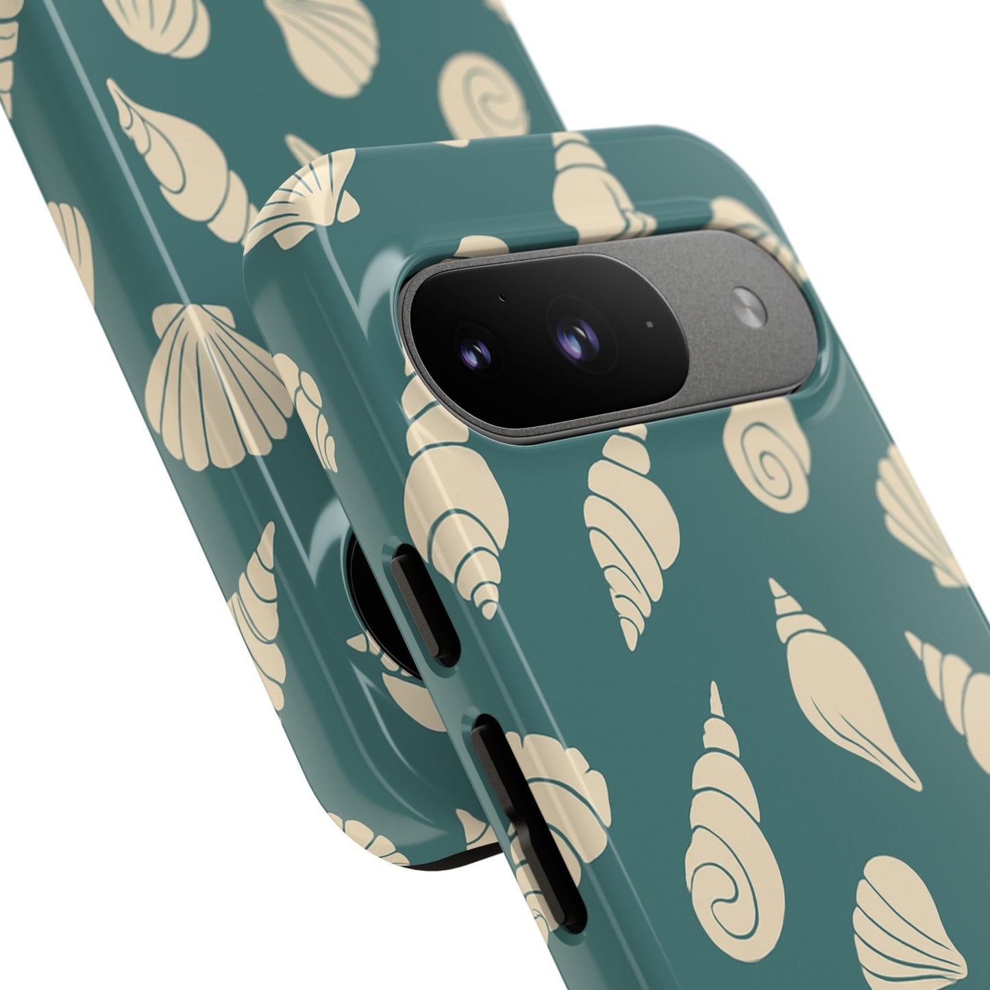 Seashell Pattern Phone Case | Teal Coastal Shells Tough Case for Iphone, Samsung Galaxy and Pixel
