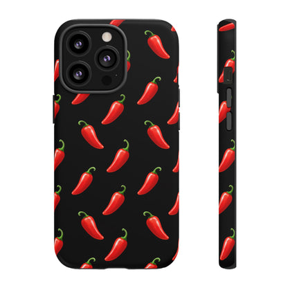 Spicy Chili Pepper Phone Case – Black Cute Hot Pepper Tough Cover for Iphone, Samsung Galaxy and Pixel