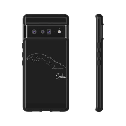 Cuba Outline Phone Case – Minimal Country Map Tough Case (iPhone, Samsung, Pixel)