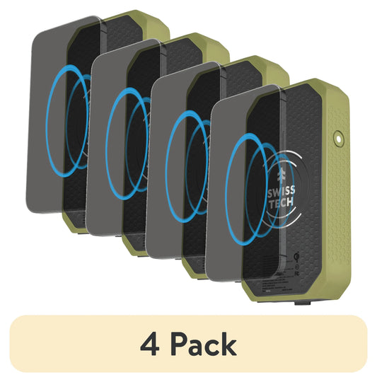 (4 Pack)  Wireless Power Bank, 20000 Mah, Built-In Flashlight, Charging Pad, IP54 Weatherproof, Travel Ready