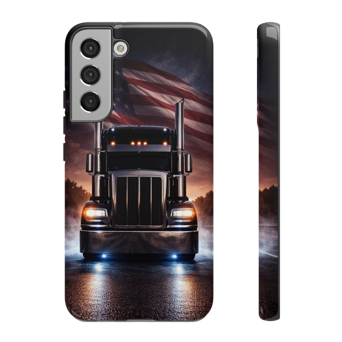 Semi Truck Phone Case American Flag Big Rig Trucker Gift iPhone Samsung
