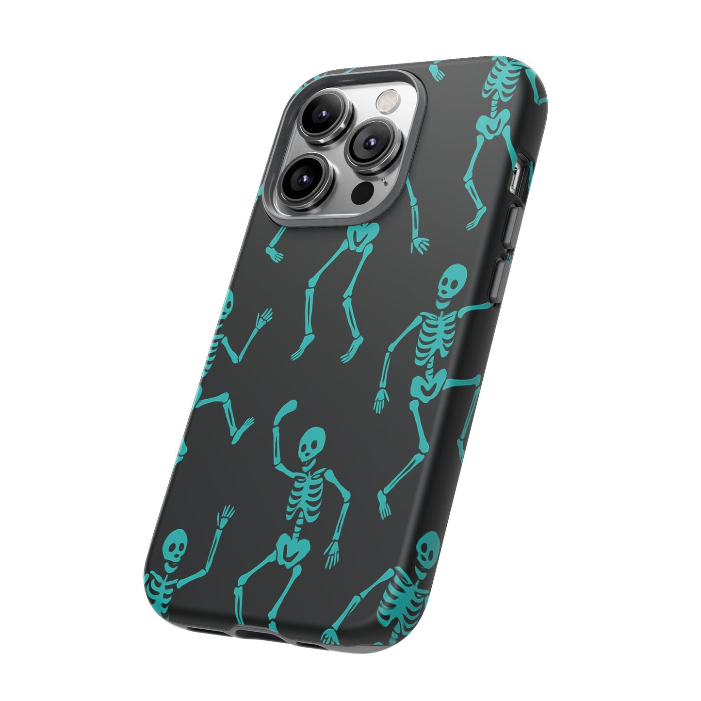 Dancing Teal Skeletons Phone Case | Tough Protective Case for Iphone, Samsung Galaxy and Pixel