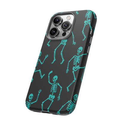 Dancing Teal Skeletons Phone Case | Tough Protective Case for Iphone, Samsung Galaxy and Pixel