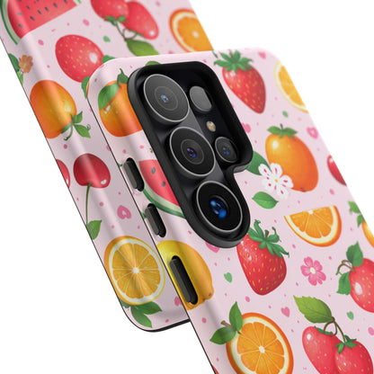 Fruit Phone Case – Tough Shockproof, Strawberry Cherry Citrus Summer Design for Iphone, Samsung Galaxy and Pixel