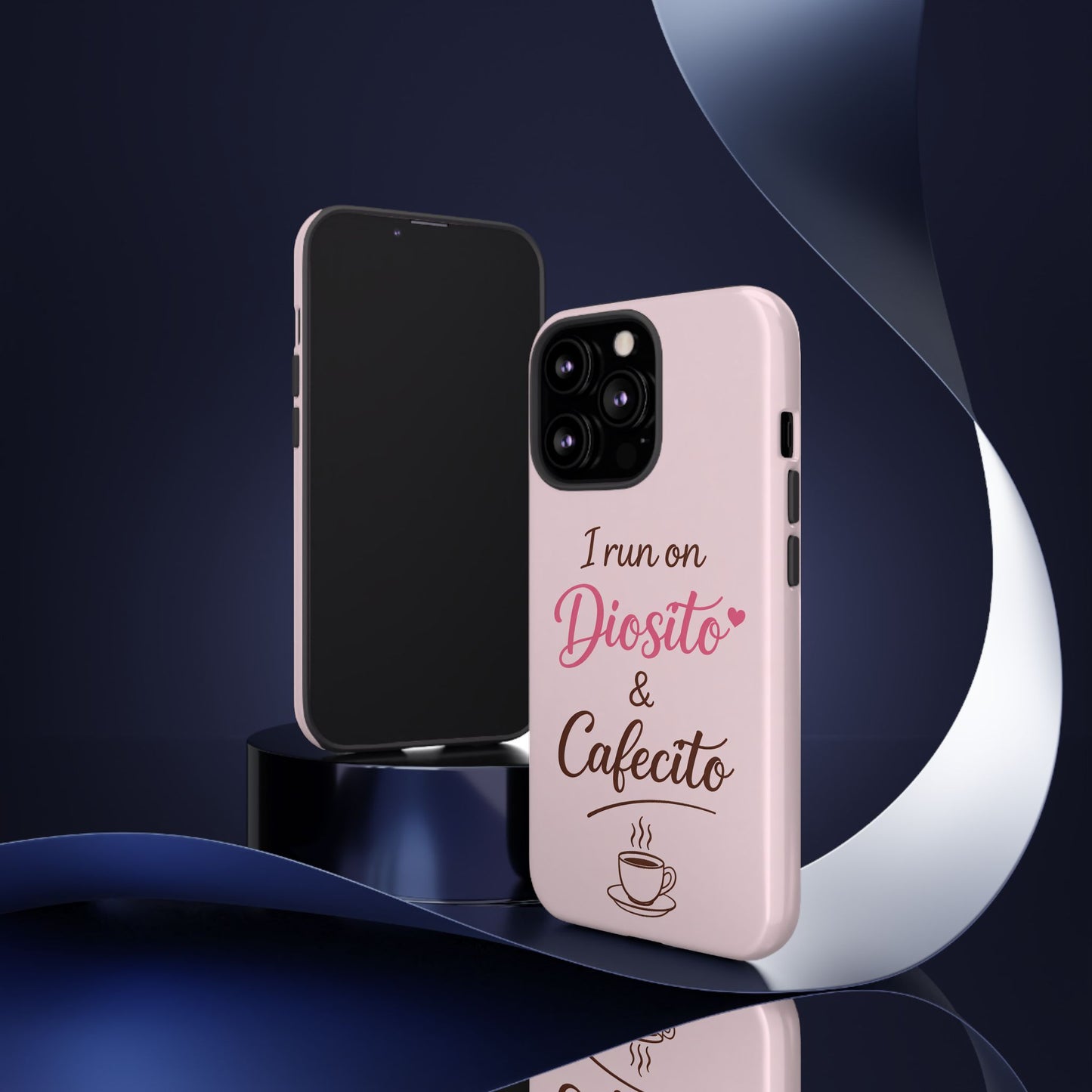 I Run on Diosito y Cafecito Phone Case, Pink Aesthetic Latina Faith Coffee Case, Girly Protective iPhone Samsung Cover