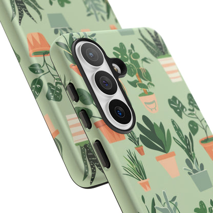 Plant Lover Phone Case | Cute Potted Plants Pattern | Botanical Aesthetic Tough Case