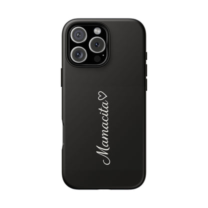 Mamacita Script Phone Case | Minimal Black Tough Case | Sleek Aesthetic Cover