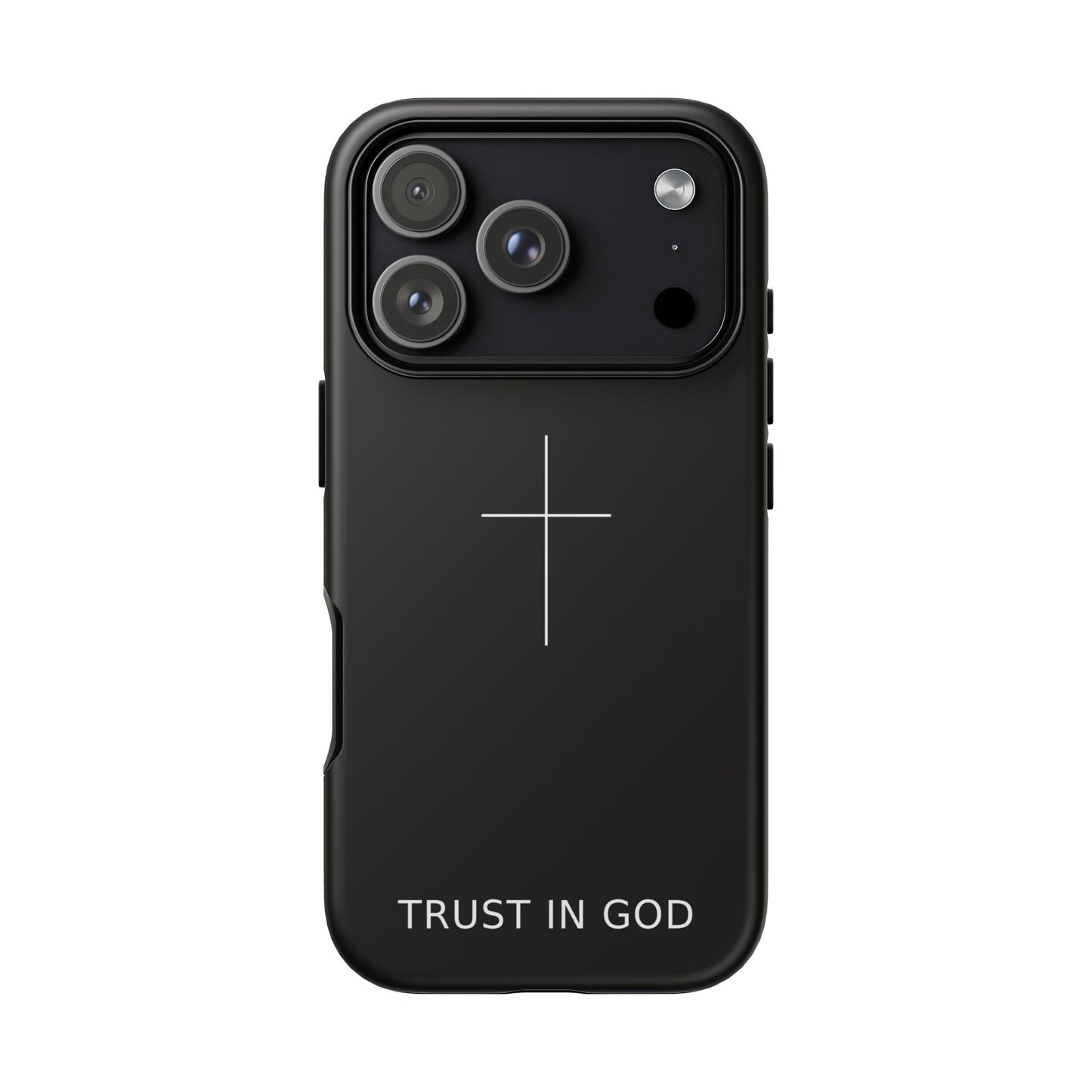 Trust in God Phone Case Minimal Cross Christian Black Tough Cover