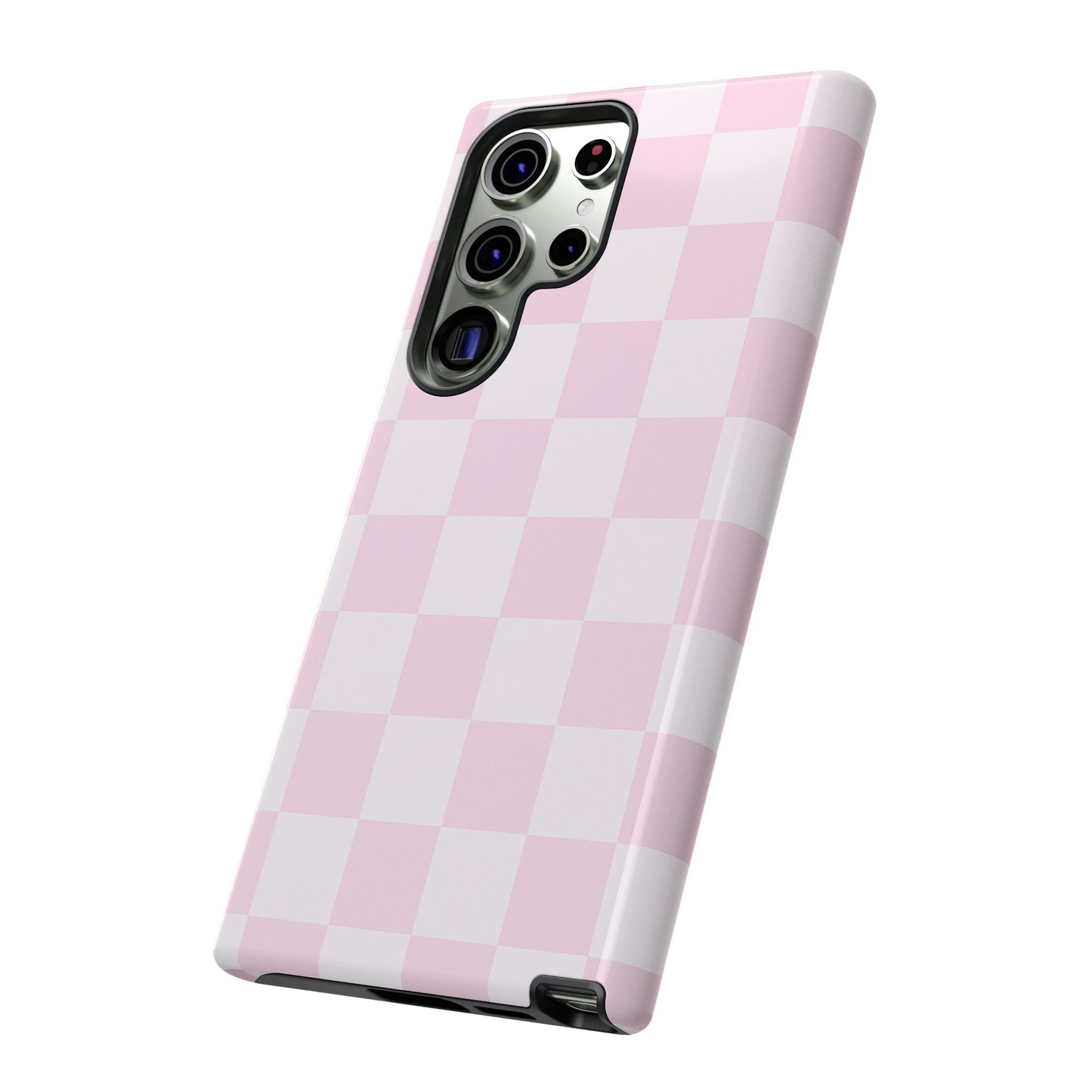 Pink Checkerboard Phone Case | Aesthetic Tough Protective Case