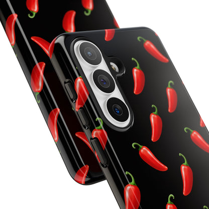 Spicy Chili Pepper Phone Case – Black Cute Hot Pepper Tough Cover for Iphone, Samsung Galaxy and Pixel
