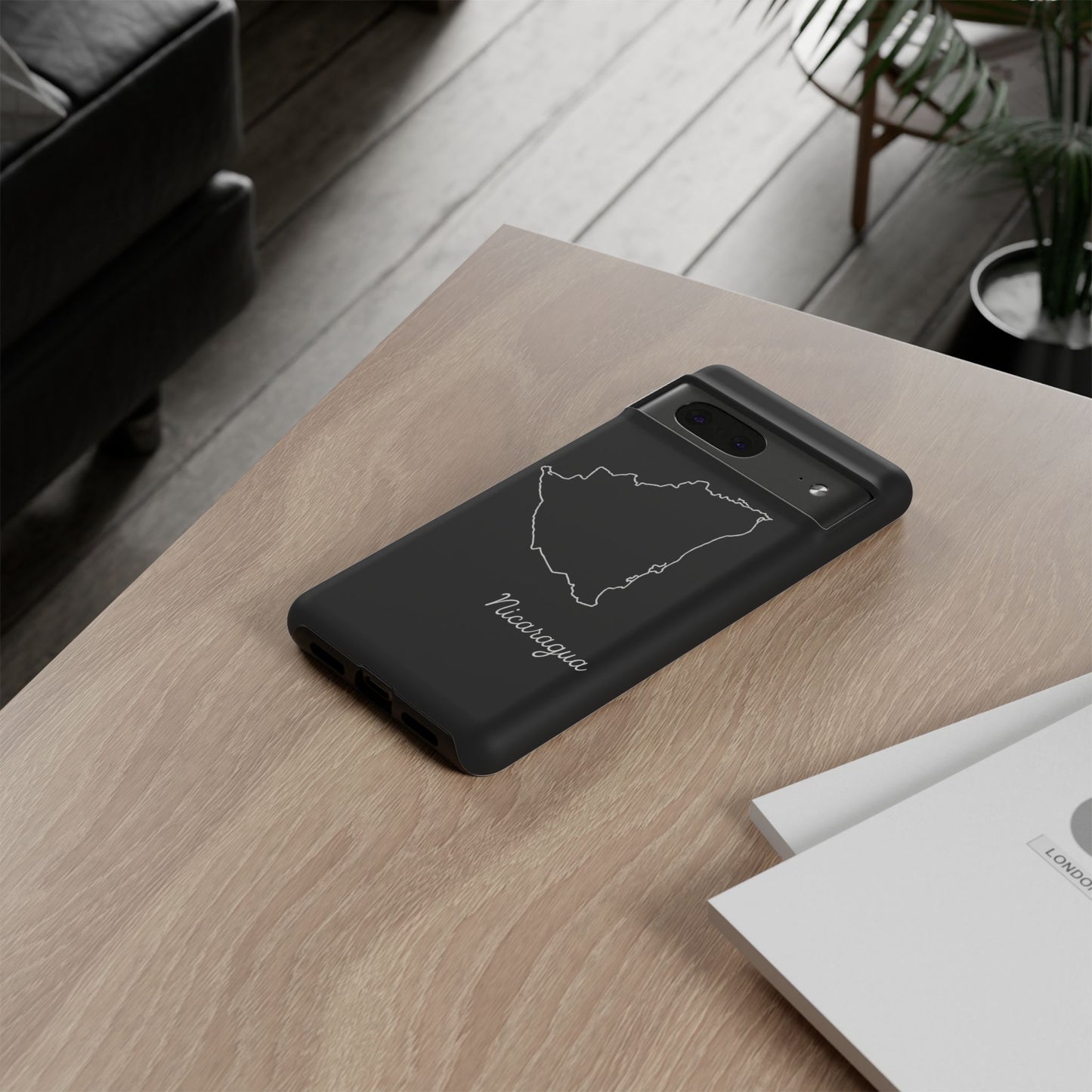 Nicaragua Outline Phone Case – Minimal Country Map Tough Case (iPhone, Samsung, Pixel)