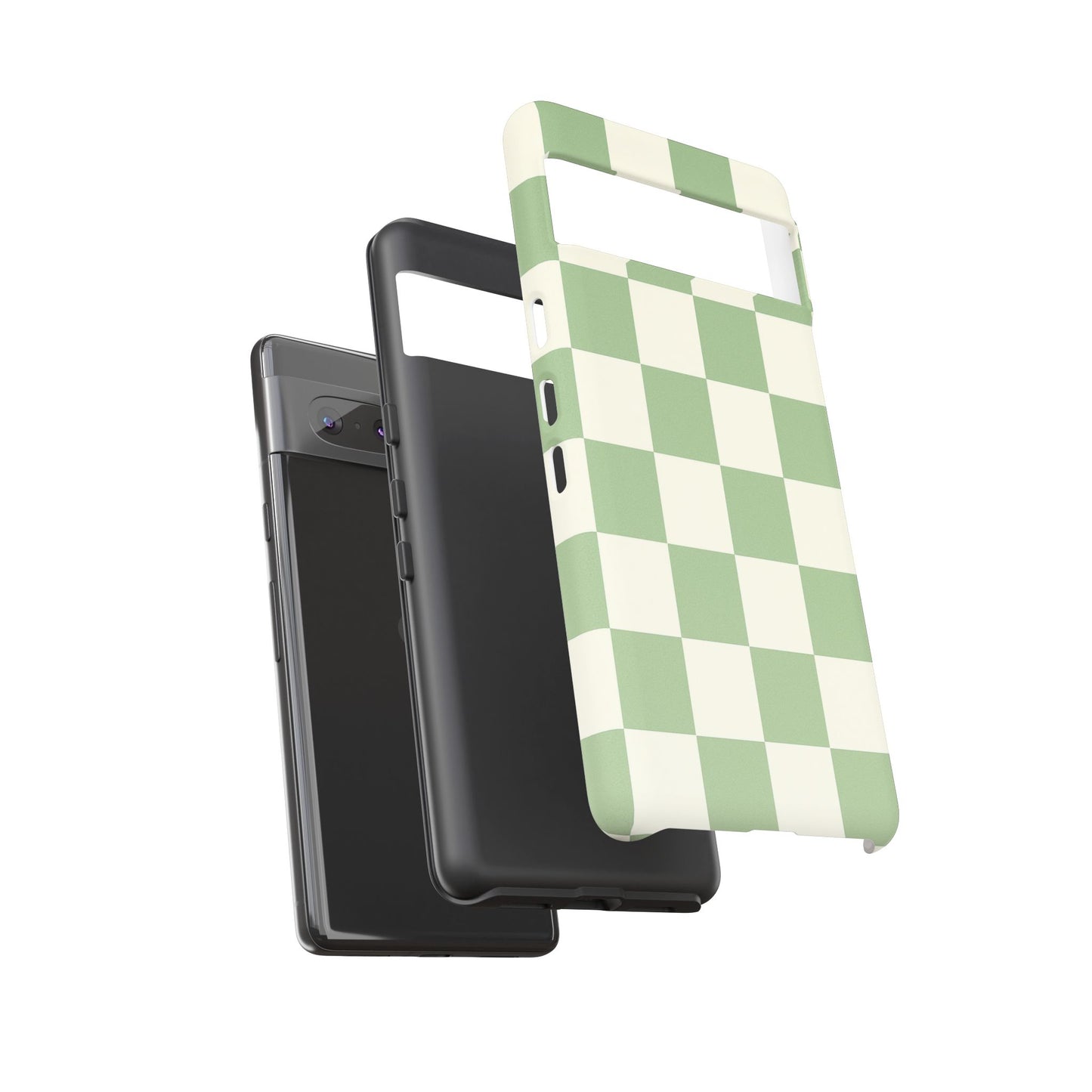 Sage Green Checkerboard Phone Case | Minimal Aesthetic Checkered iPhone & Samsung Tough Case