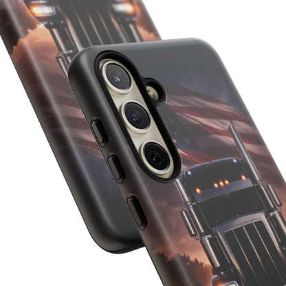 Semi Truck Phone Case American Flag Big Rig Trucker Gift iPhone Samsung