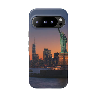 Statue of Liberty Sunset Phone Case – New York City Skyline Travel Aesthetic Tough Case