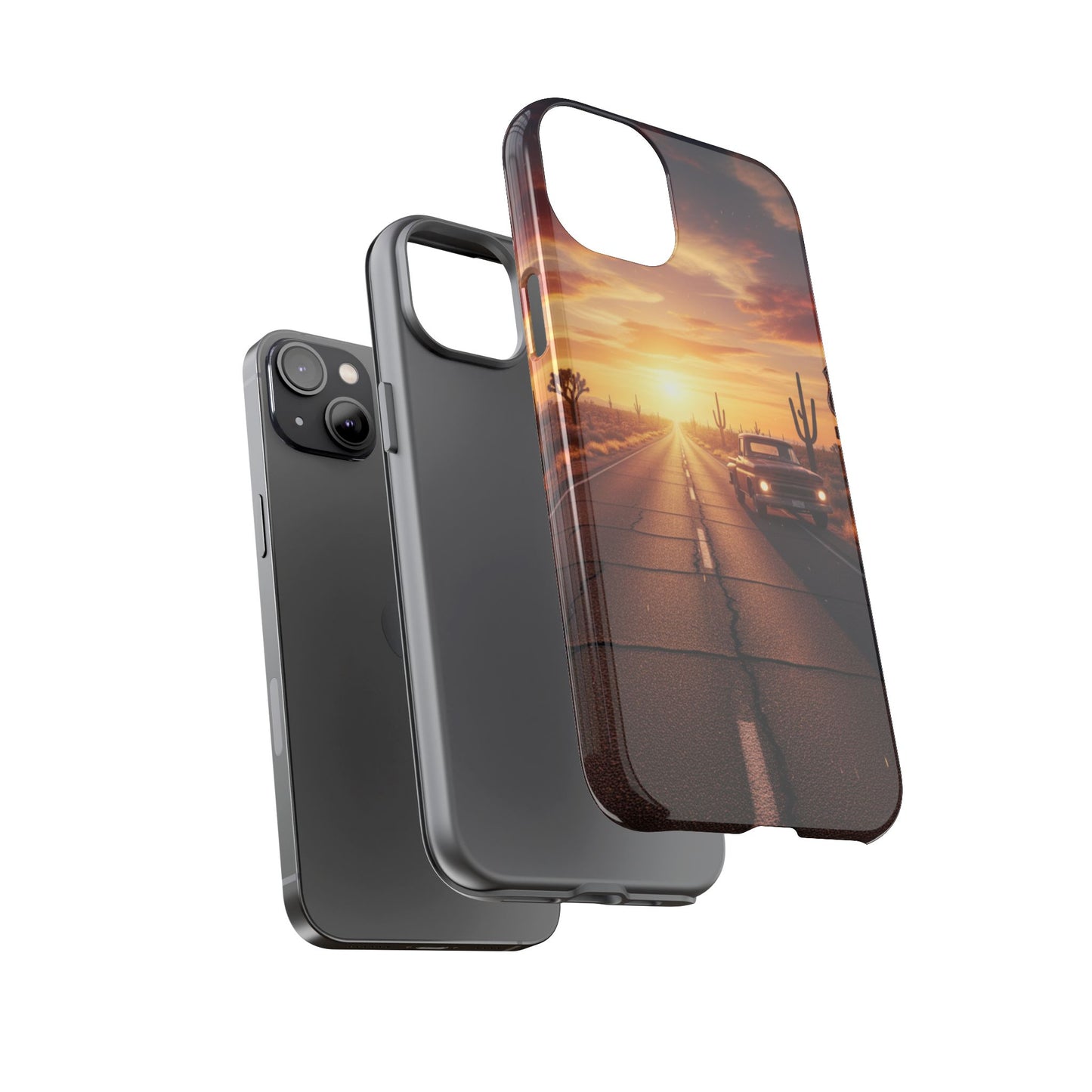 Route 66 Sunset Desert Highway Phone Case – Road Trip Travel Aesthetic Tough Case