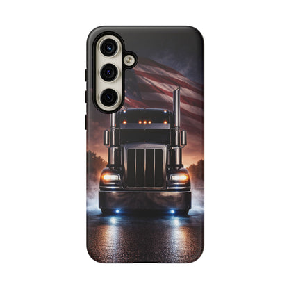 Semi Truck Phone Case American Flag Big Rig Trucker Gift iPhone Samsung