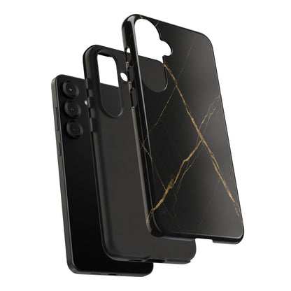 Black Marble Phone Case with Gold Veins – Luxury Minimal Aesthetic Tough Case