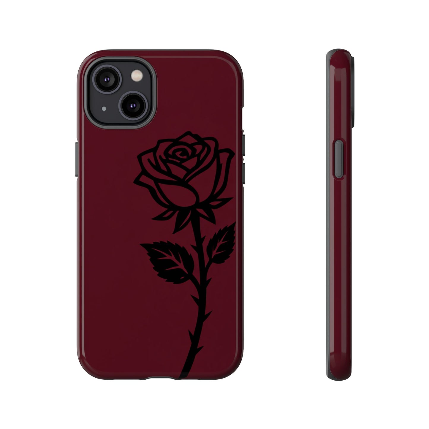 Black Rose Burgundy iPhone Case | Dark Aesthetic Shockproof Protective Cover