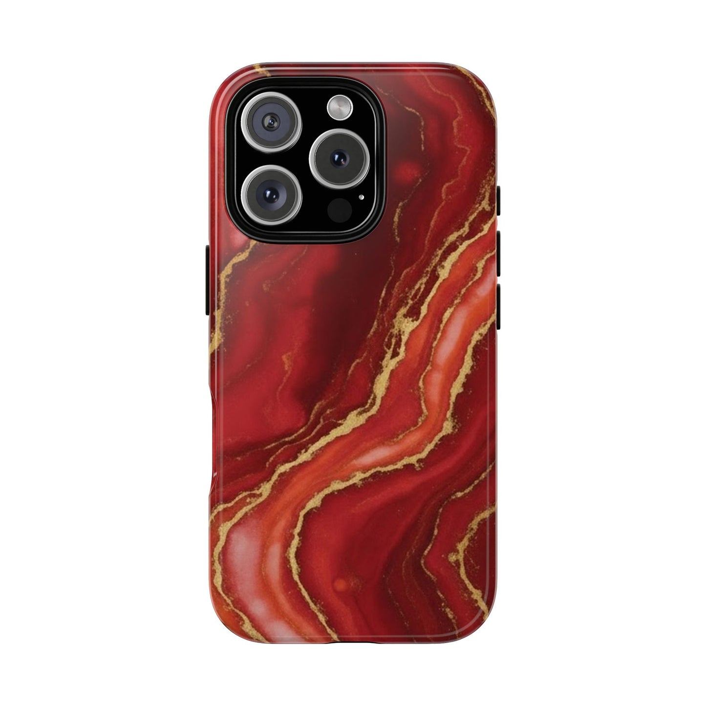 Red Agate Marble Phone Case – Gold Vein Luxury Stone Tough Case (iPhone, Samsung, Pixel)