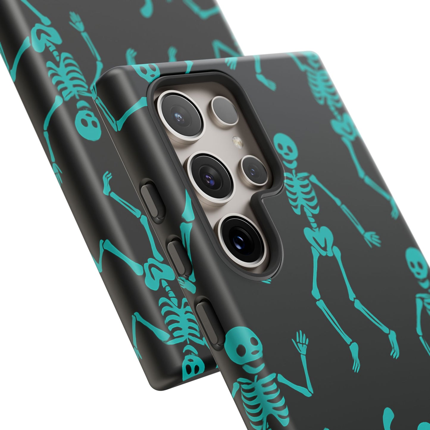 Dancing Teal Skeletons Phone Case | Tough Protective Case for Iphone, Samsung Galaxy and Pixel