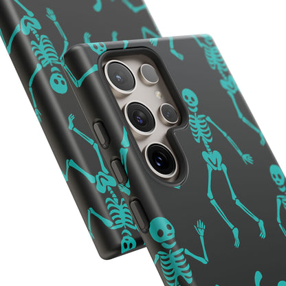 Dancing Teal Skeletons Phone Case | Tough Protective Case for Iphone, Samsung Galaxy and Pixel