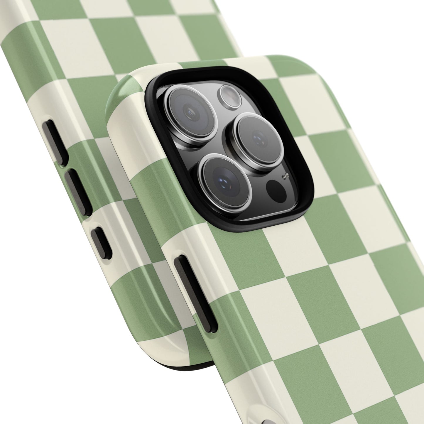 Sage Green Checkerboard Phone Case | Minimal Aesthetic Tough Case