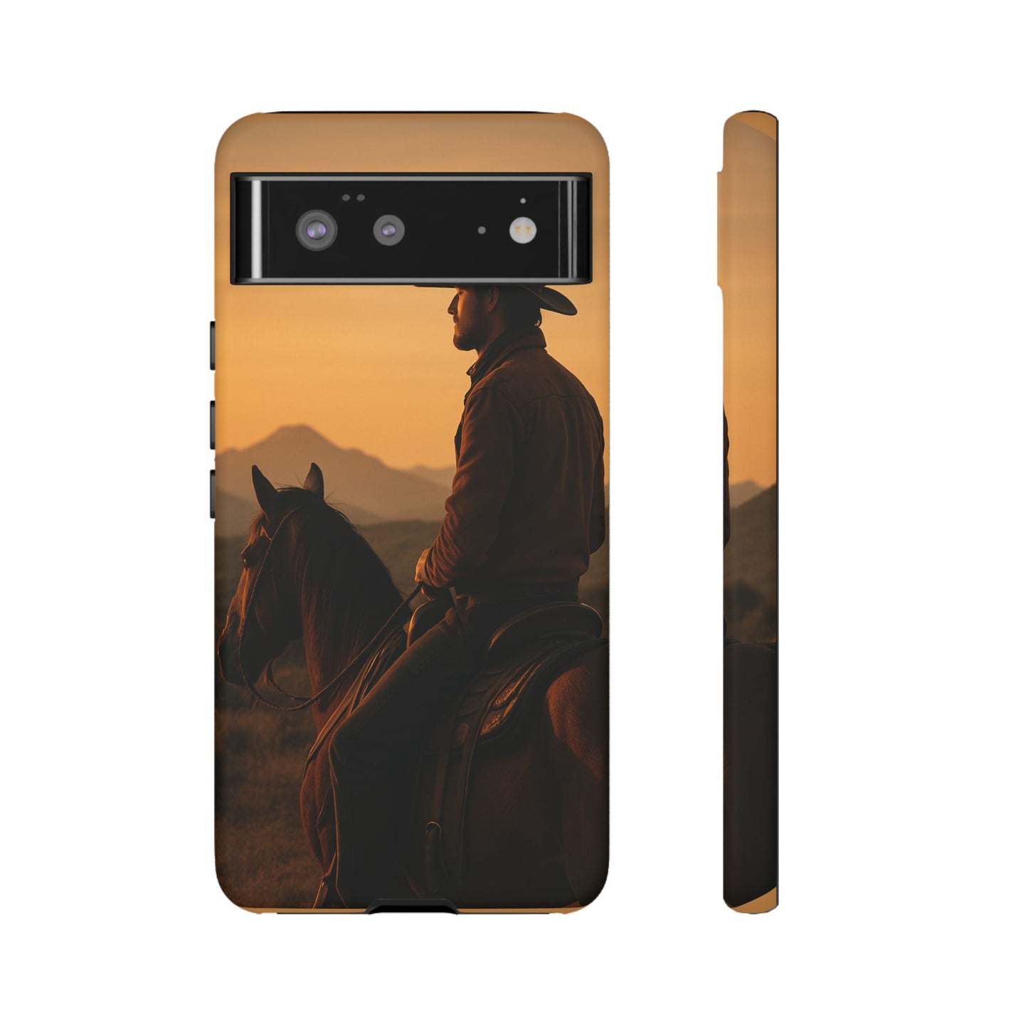 Western Cowboy Sunset Phone Case | Horse Rider Desert Aesthetic Tough Protective Case