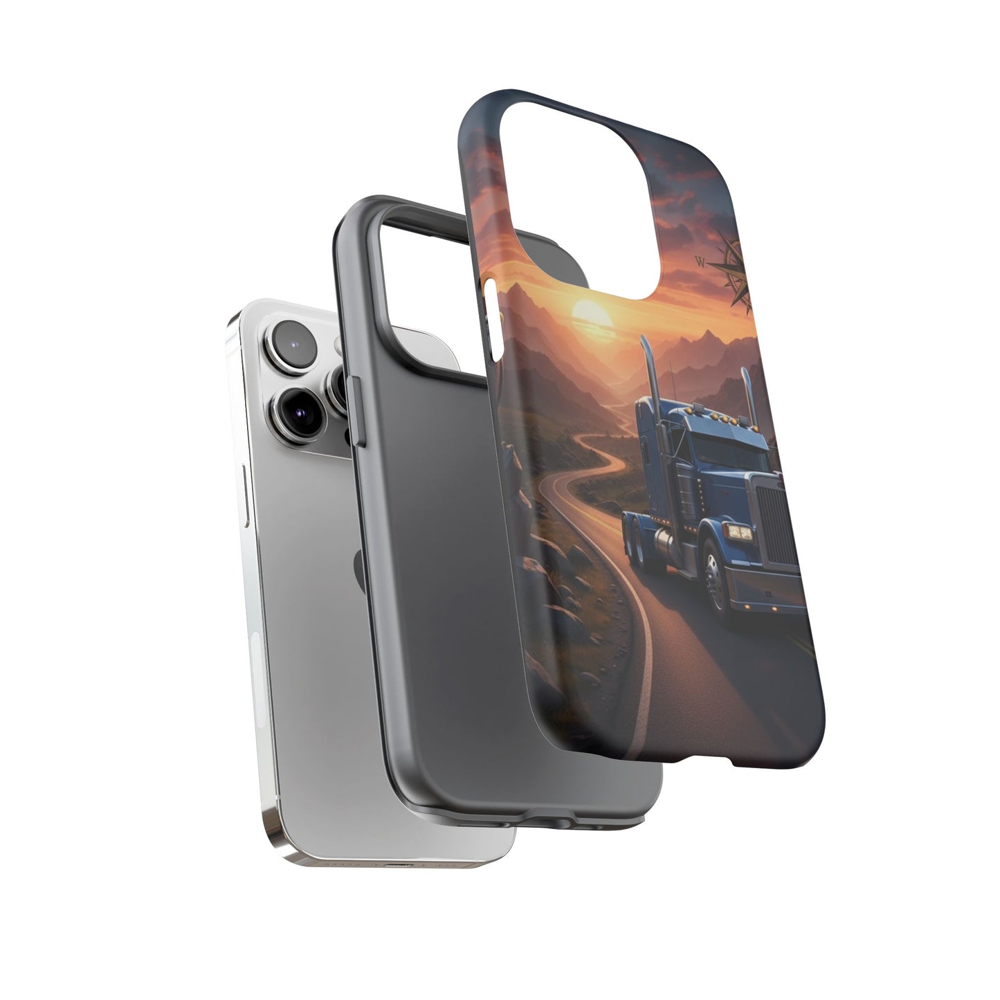 Semi Truck Sunset Phone Case | Trucker Gift | Diesel Truck Highway Road iPhone & Samsung Tough Protective Case