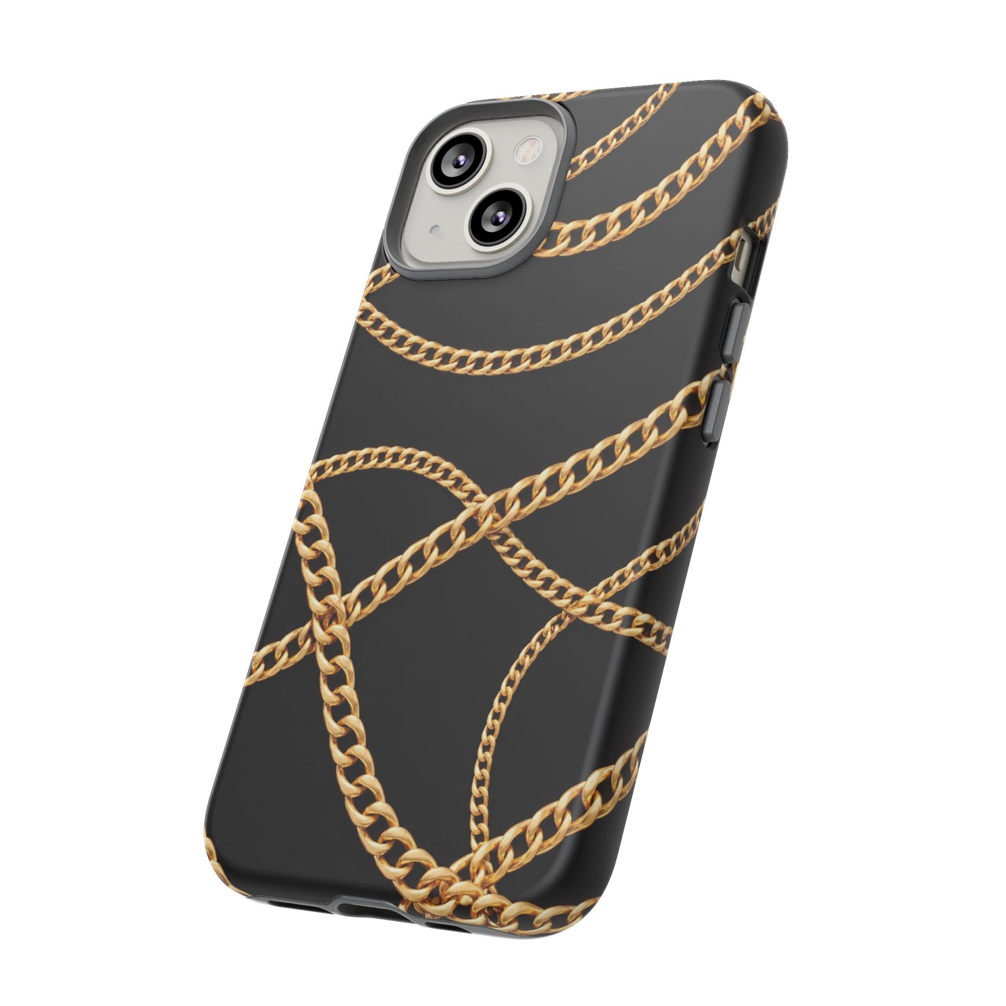Luxury Gold Chain Phone Case – Black Designer Style Tough Protective Cover for Iphone, Samsung Galaxy and Pixel