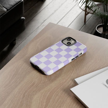 Lavender Checkerboard Phone Case | Pastel Aesthetic Tough Case
