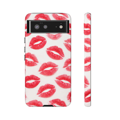 Red Lipstick Kiss Phone Case – Sexy Lip Print Pattern Tough Protective Cover