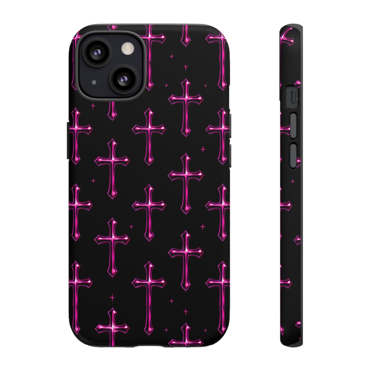 Neon Pink Cross Pattern Phone Case | Tough Protective Case for Iphone, Samsung Galaxy and Pixel