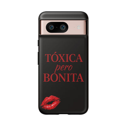 Toxica Pero Bonita Phone Case, Latina Quote Case, Red Lips Aesthetic, Spanish Saying Case, Trendy Tough Cover