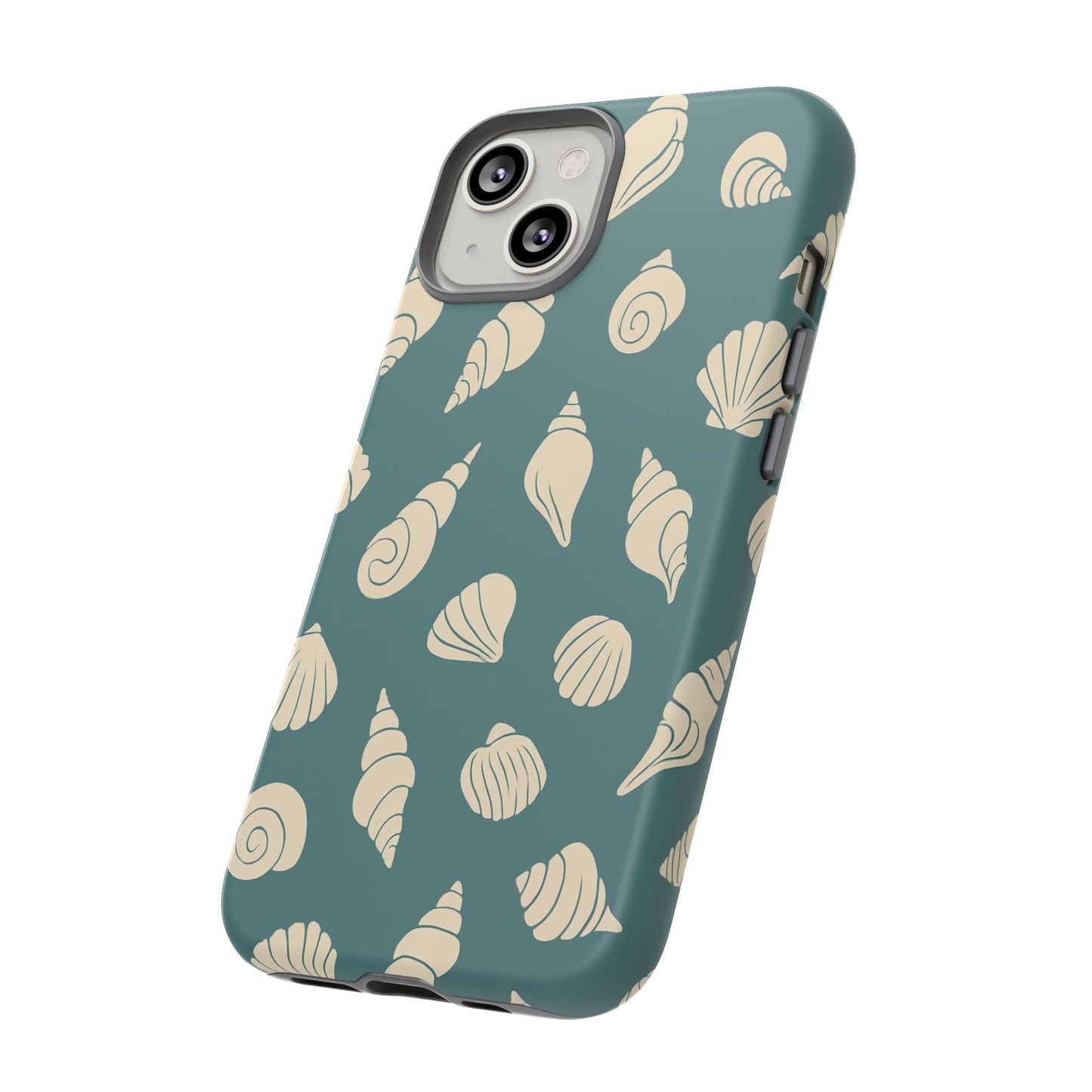 Seashell Pattern Phone Case | Teal Coastal Shells Tough Case for Iphone, Samsung Galaxy and Pixel