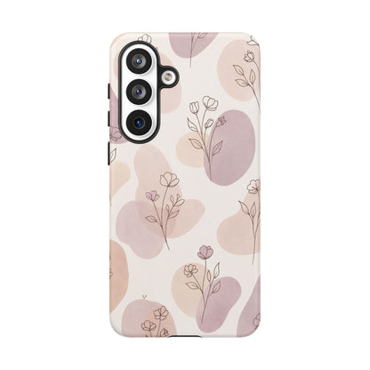 Blush Floral Phone Case Neutral Botanical Watercolor Tough Cover