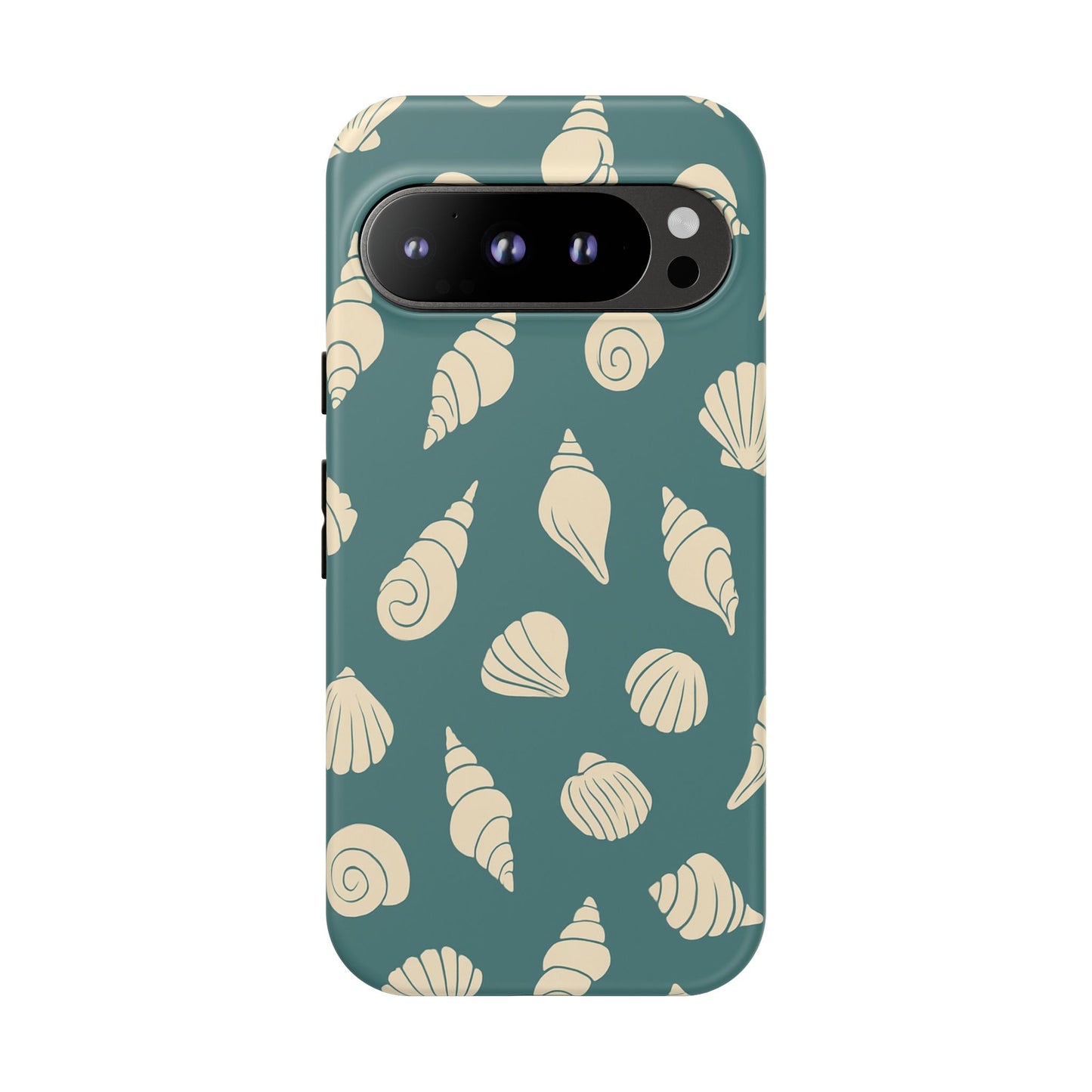 Seashell Pattern Phone Case | Teal Coastal Shells Tough Case for Iphone, Samsung Galaxy and Pixel