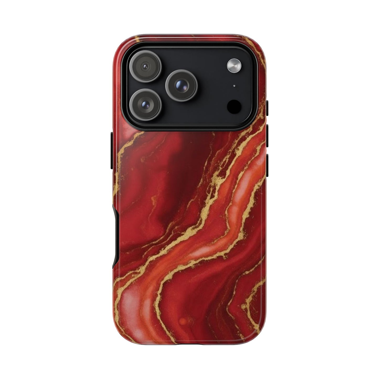 Red Agate Marble Phone Case with Gold Veins – Luxury Tough iPhone & Samsung Case