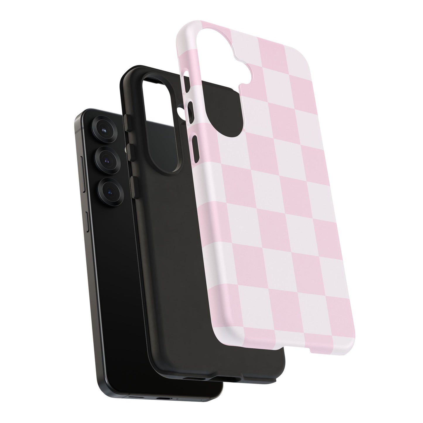 Light Pink Checkerboard Phone Case | Pastel Aesthetic Checkered iPhone & Samsung Tough Case