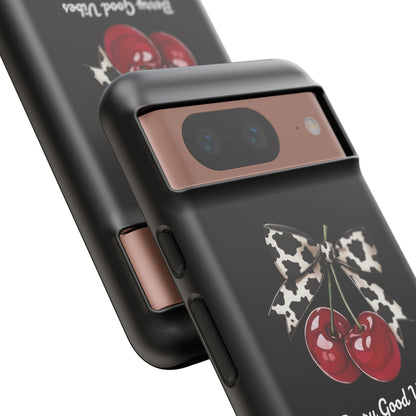 Cherry Cow Print Phone Case | Coquette Bow Aesthetic | Tough Protective Case